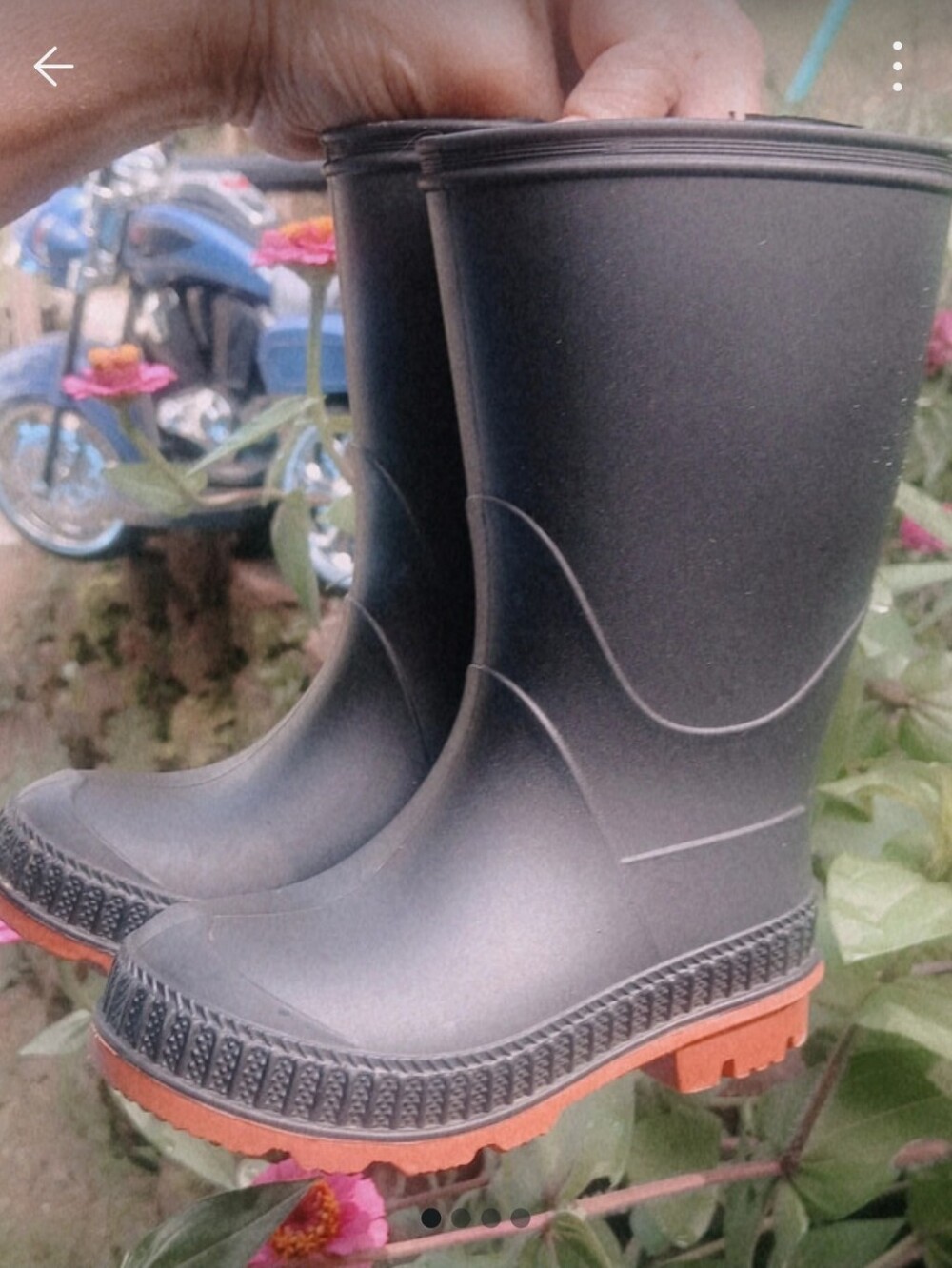 Children's Black Rain & Snow Boots with Orange Sole